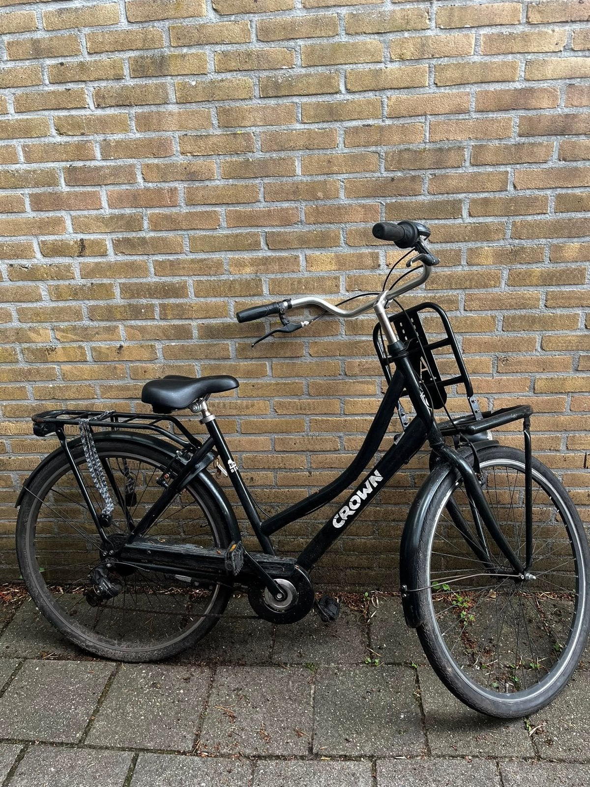 Stevige Crown transportfiets met voor- en achterdrager, Trommelrem, Ophalen, Overige merken, 53 tot 56 cm