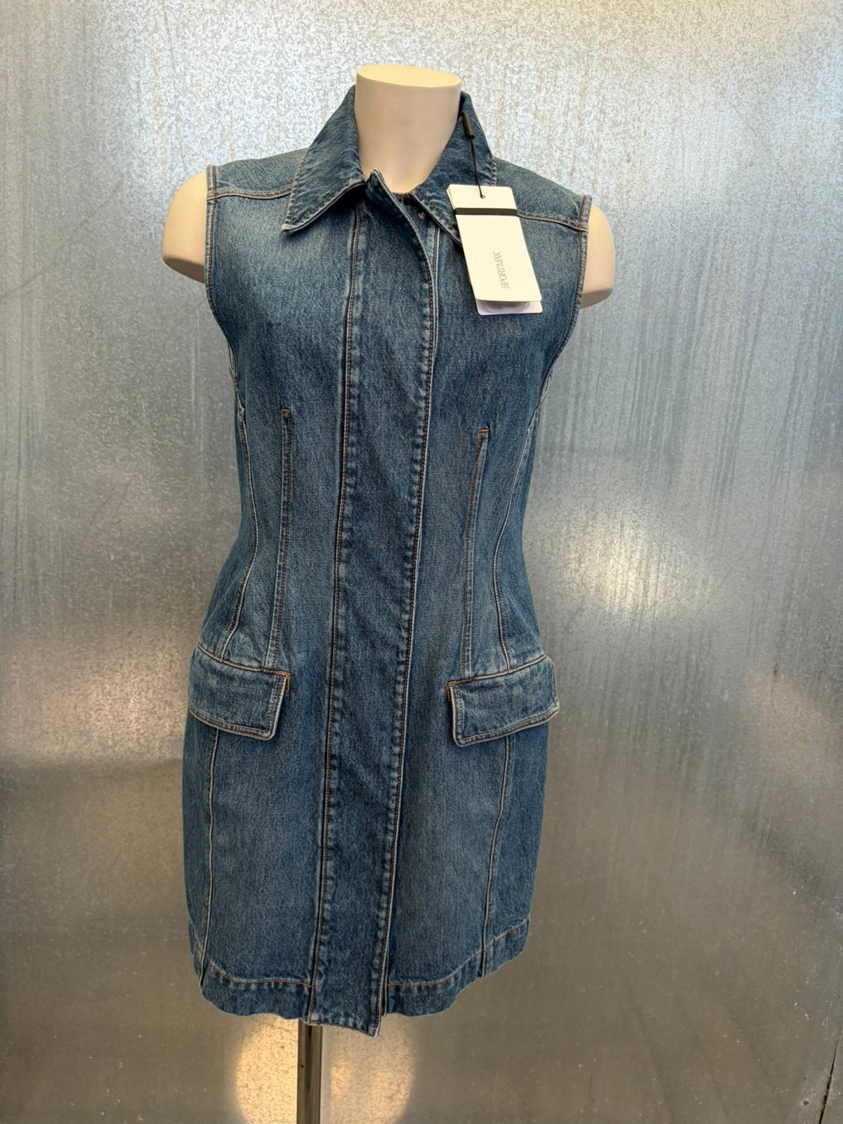 €420 jurk sportmax max mara carabo 40, Kleding | Dames, Jurken, Maat 38/40 (M), Blauw, Nieuw, Ophalen of Verzenden