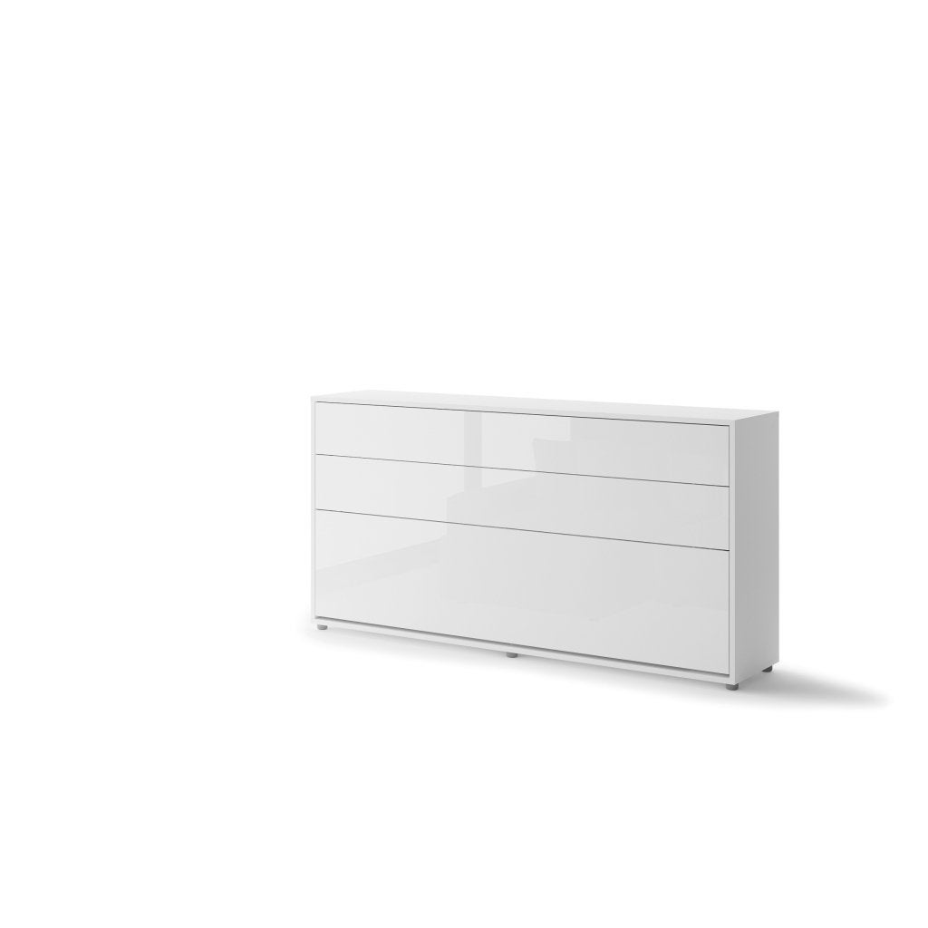 Concept opklapbed horizontaal - 90x200 - Wit hoogglans, Niet ingevuld, Niet ingevuld, Niet ingevuld