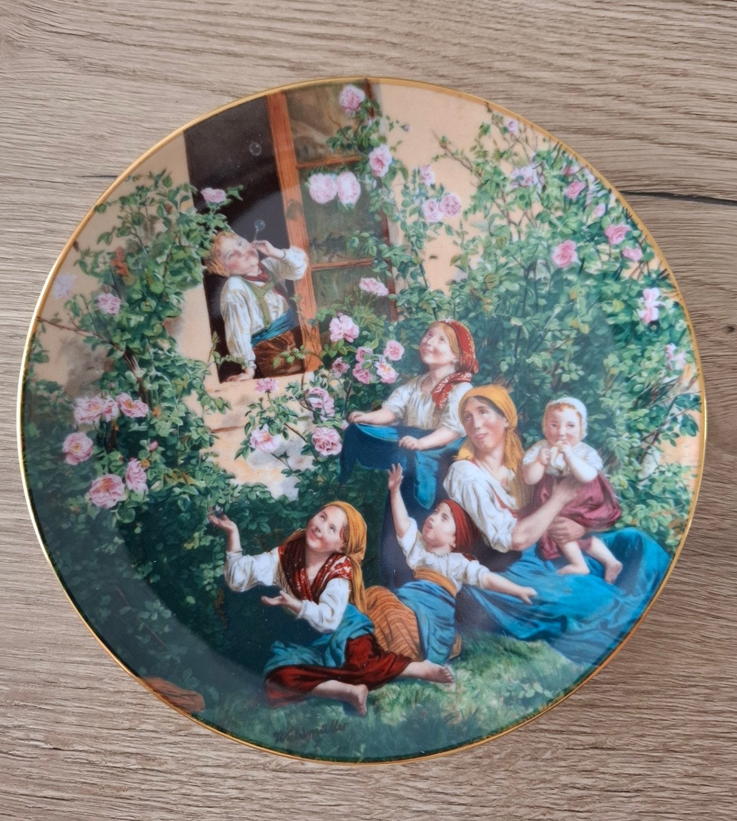 Bradex verzamelbord "Mit Seifenblasen spielende Kinder", Ophalen of Verzenden