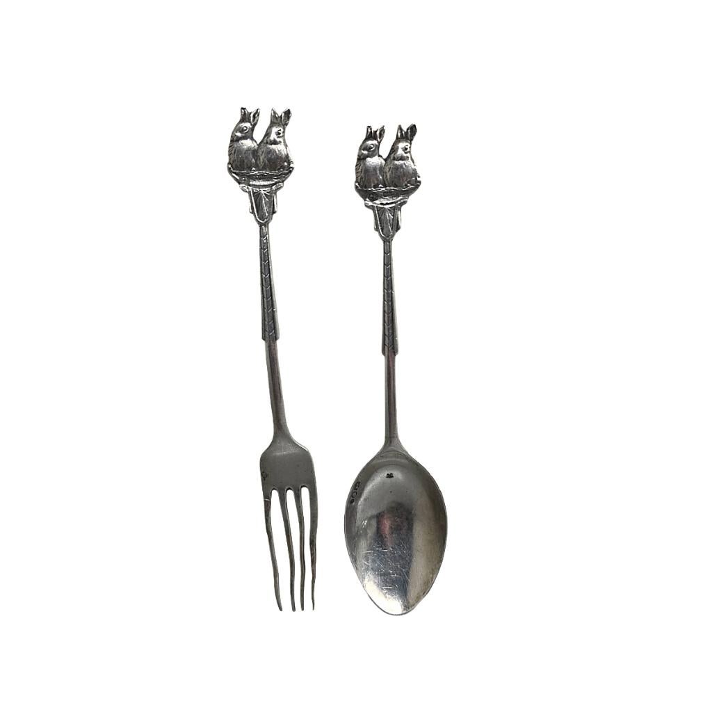 Antiek Fries zilveren vork en lepel 1837, Antiek en Kunst, Antiek | Bestek, Ophalen of Verzenden