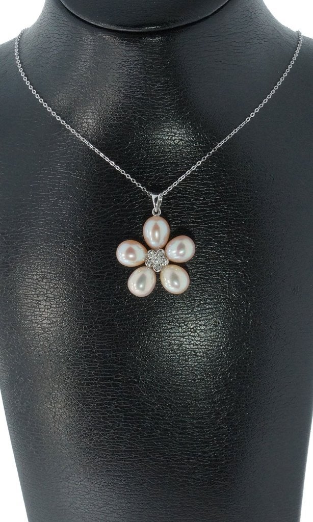 Diamanten bloem fraaie 18k gouden ketting hanger dames