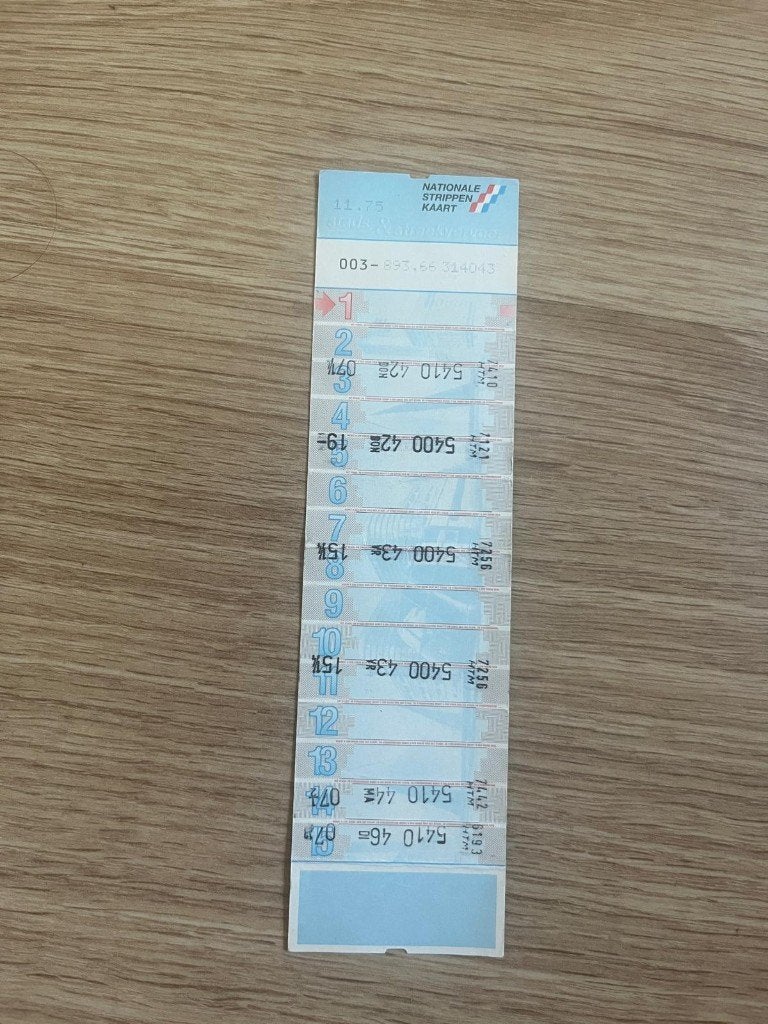 Nationale strippenkaart blauw NLG 1 x F11,75, Verzamelen, Spoorwegen en Tramwegen, Ophalen, Gebruikt, Bus of Metro, Overige typen