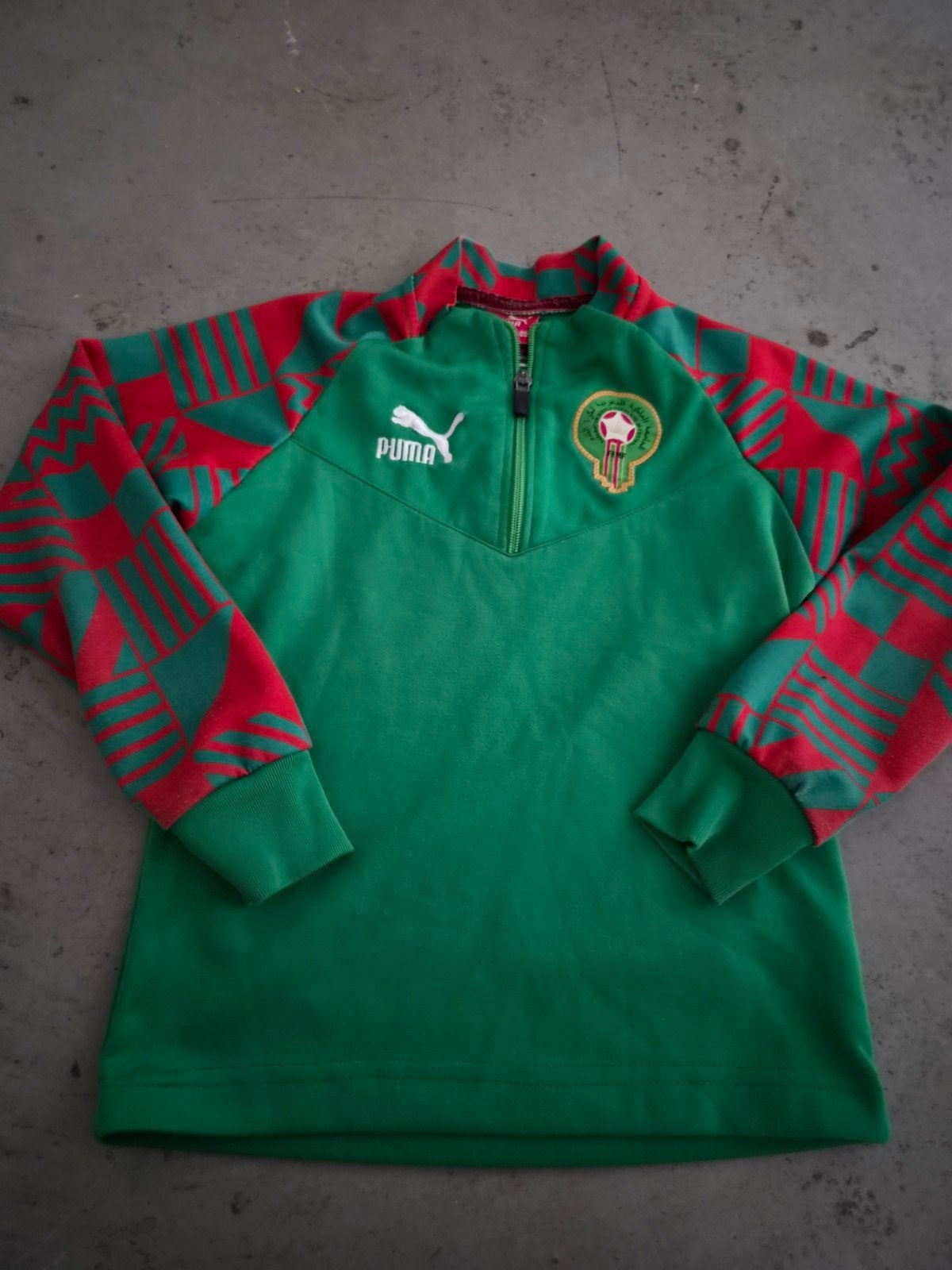 Puma Marokko Voetbal Trainingstrui Groen/Rood Maat 6, Ophalen of Verzenden, Gebruikt, Jongen of Meisje, Shirt of Longsleeve