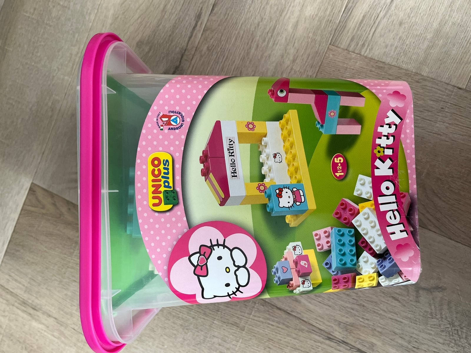 Hello Kitty Unico Plus Duplo Bouwblokken Emmer, Kinderen en Baby's, Ophalen, Gebruikt, Overige merken