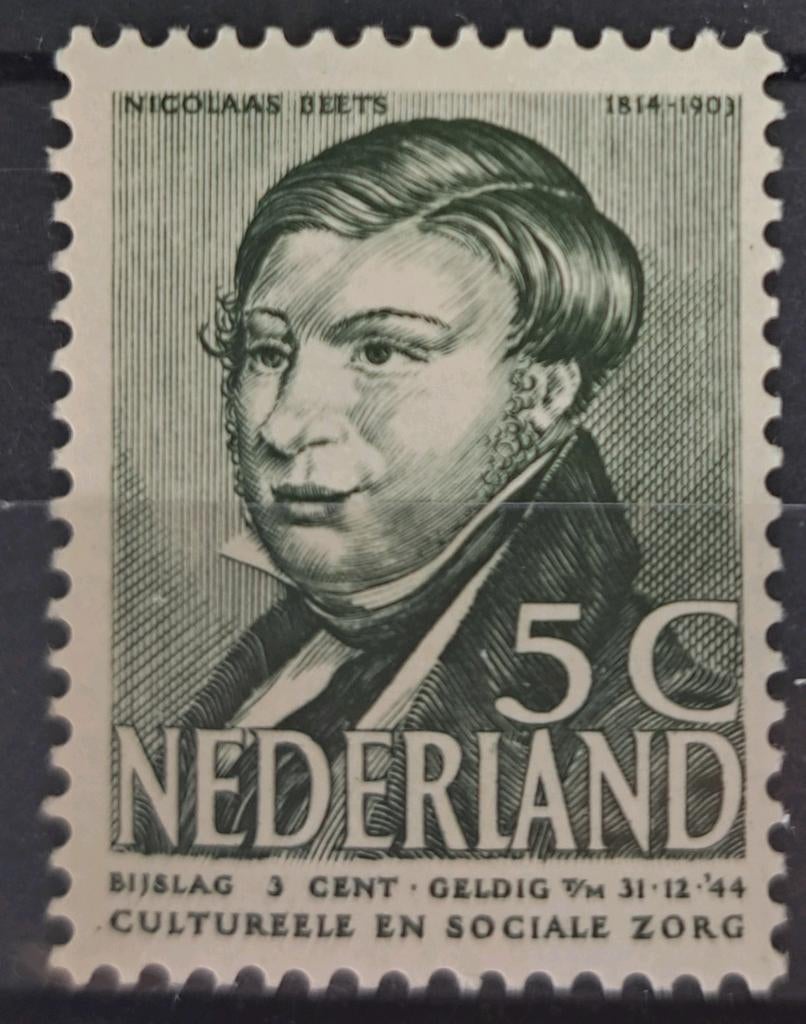 NVPH 321 Nicolaas Beets met plakkerresten, Ophalen of Verzenden