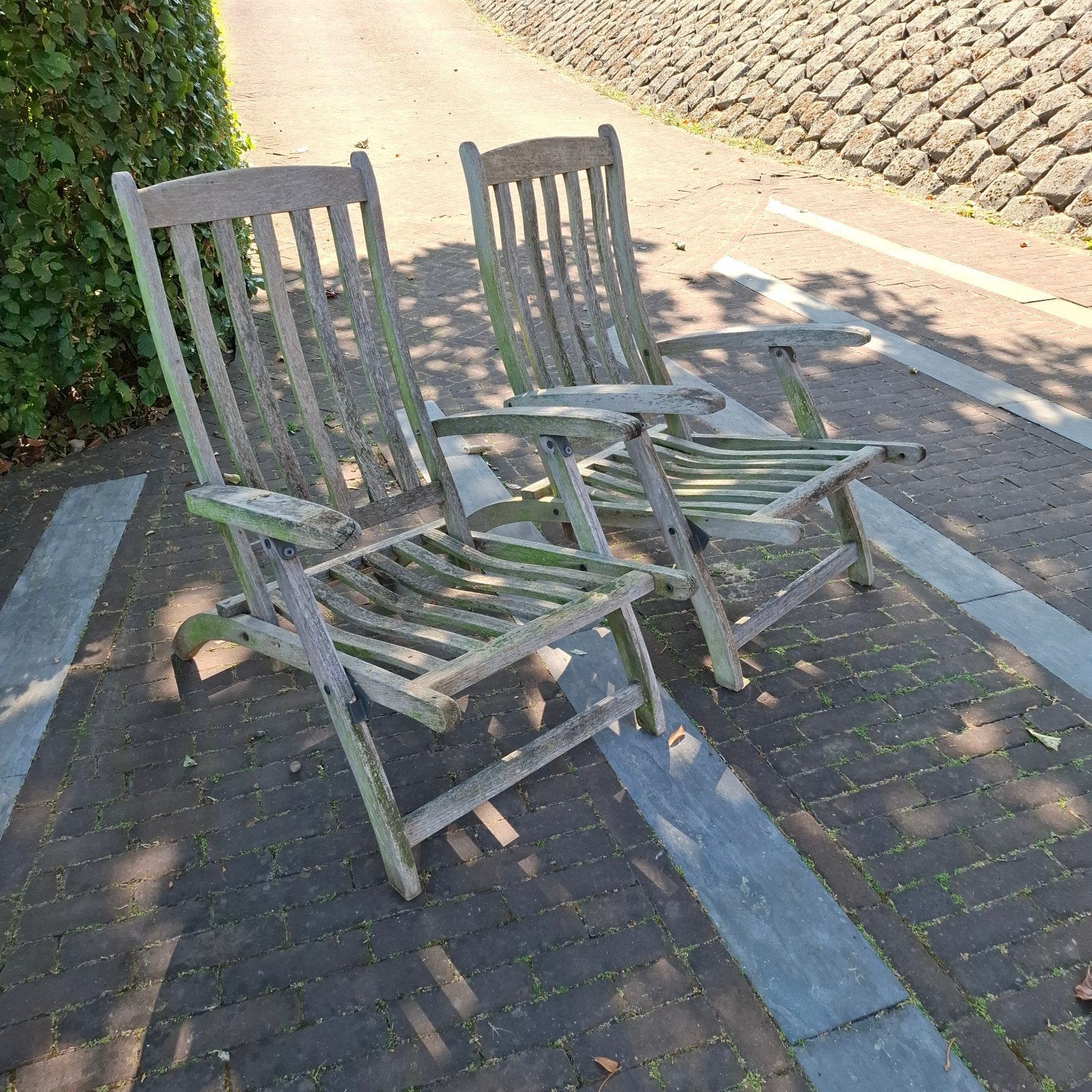 2 x teakhouten tuinstoelen teak garden, Ophalen, Gebruikt