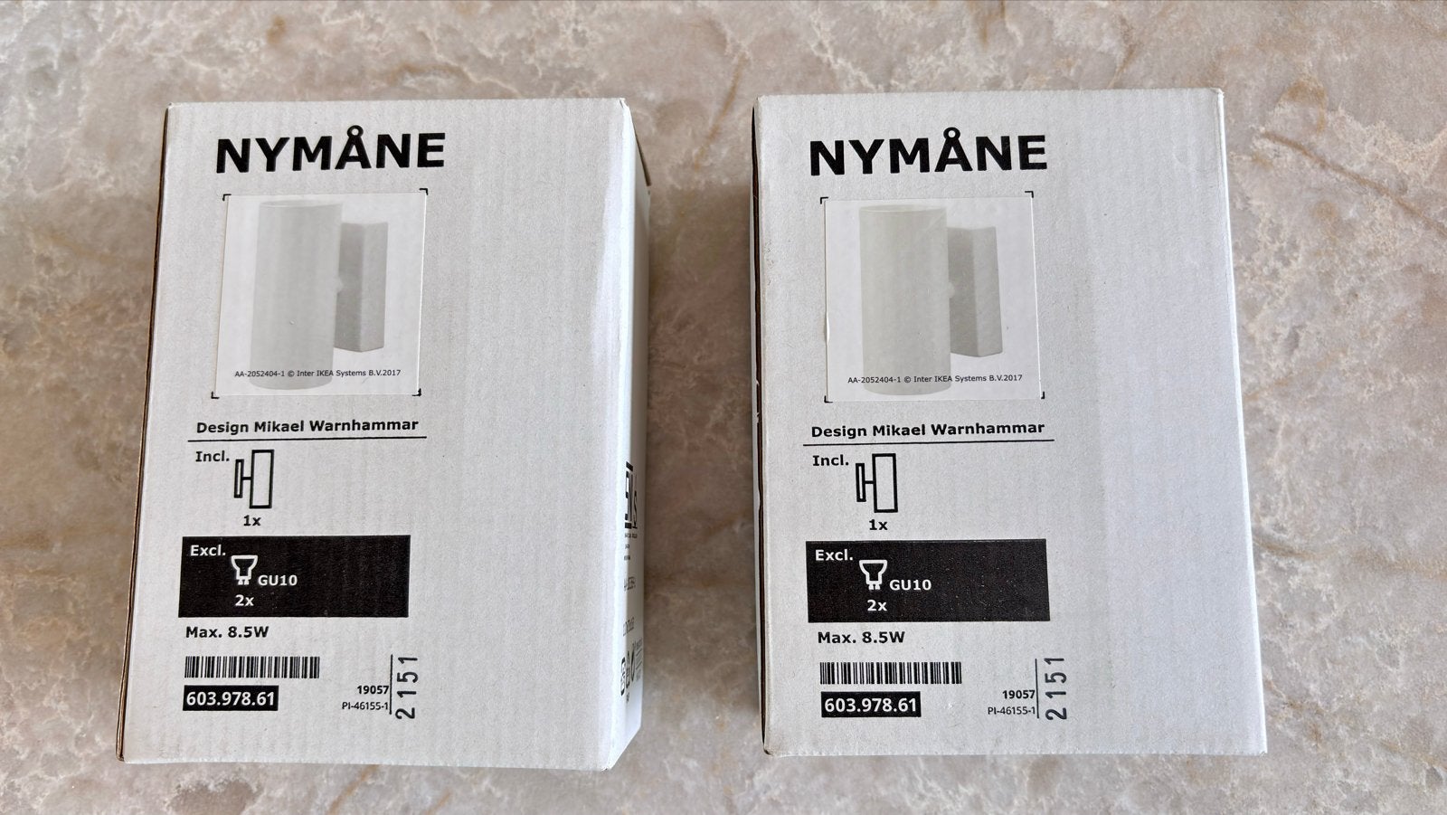 Nieuwe IKEA Nymåne wandlampen (2 stuks), Huis en Inrichting, Lampen | Wandlampen, Ophalen, Indirect licht, Nieuw, Metaal