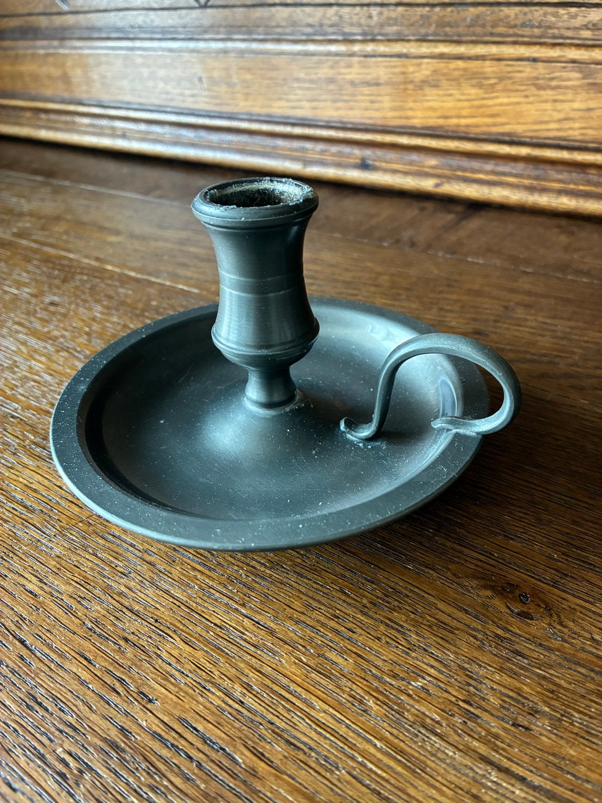 Antieke Tinnen Kandelaar - Doorsnede 13 cm, Hoogte 10 cm, Ophalen, Overige materialen