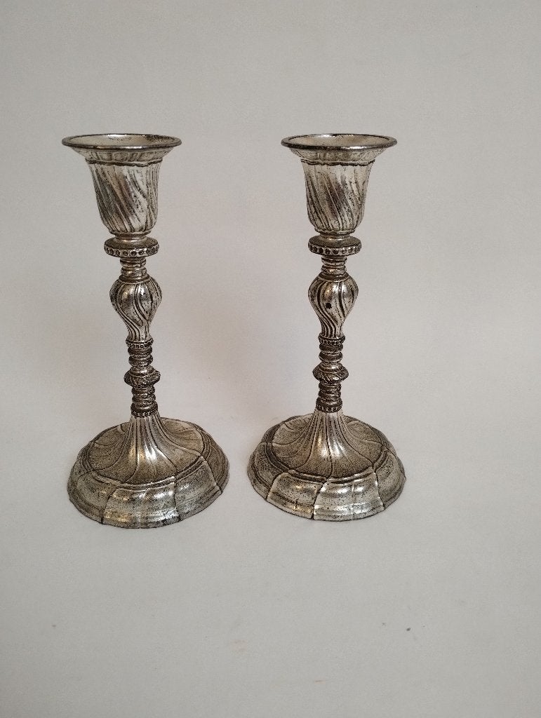 2 zilverkleurige BMF kandelaar 13cm, Ophalen, Overige materialen, Gebruikt, Brynxz