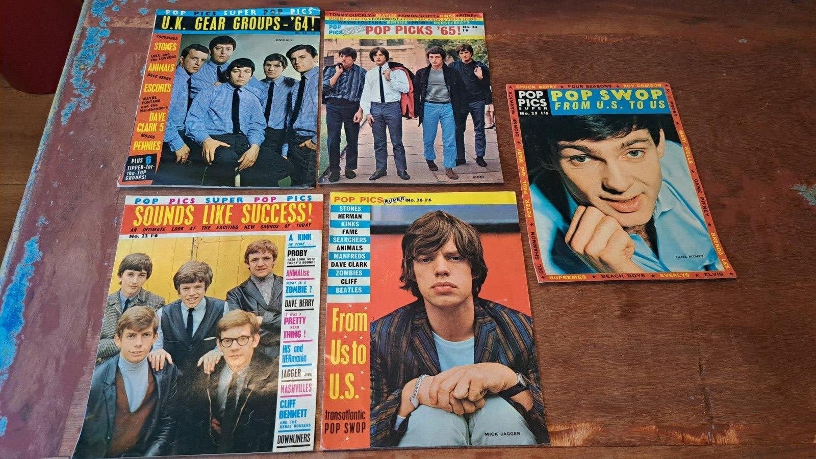 Pop Pics Super 5 stuks 64-65 o.a. Beatles, Stones, Kinks, Ophalen of Verzenden, Boek, Tijdschrift of Artikel