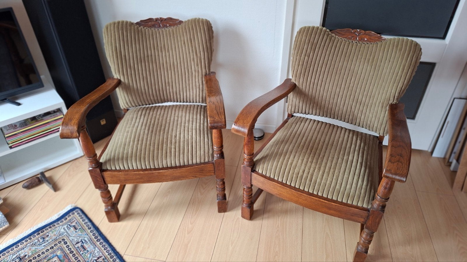 2 Gemakstoelen, Huis en Inrichting, Fauteuils, Ophalen, Zo goed als nieuw, 75 tot 100 cm