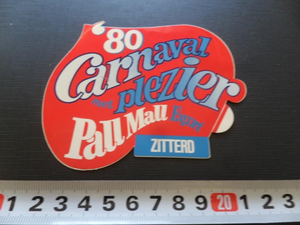 sticker Sittard ZITTERD 1980 Pall Mall Export Carnaval, Ophalen, Zo goed als nieuw