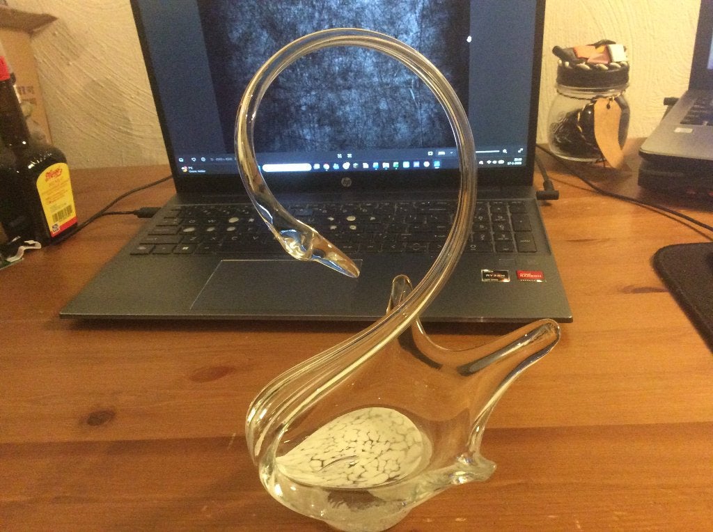 Handgeblazen glazen Zwaan, 22 cm hoog. Oostenrijks glas, Ophalen of Verzenden
