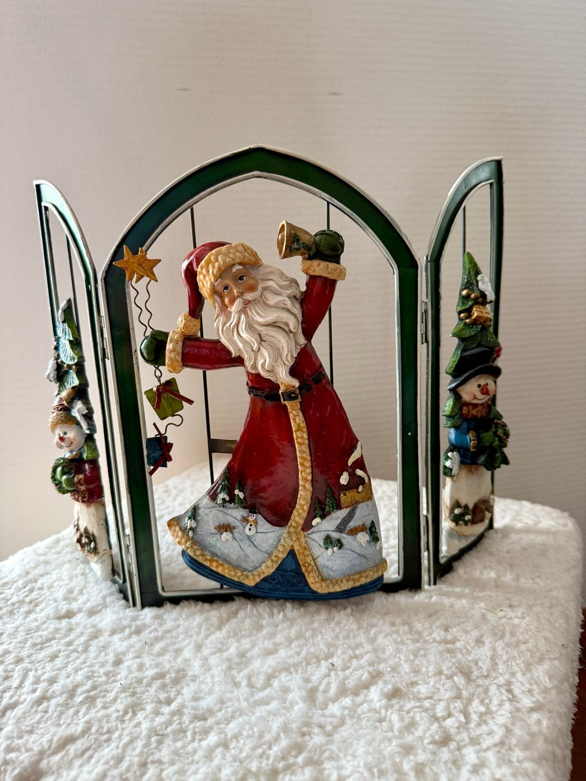 Vintage kerst drieluik in metaal, Ophalen of Verzenden