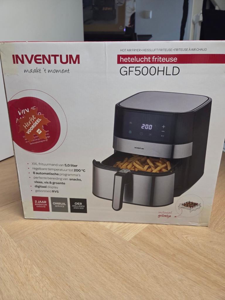 Inventum GF500HLD Heteluchtfriteuse - Nieuw in doos, Witgoed en Apparatuur, Frituurpannen, 4 liter of meer, Ophalen, Nieuw, Uitneembare binnenpan