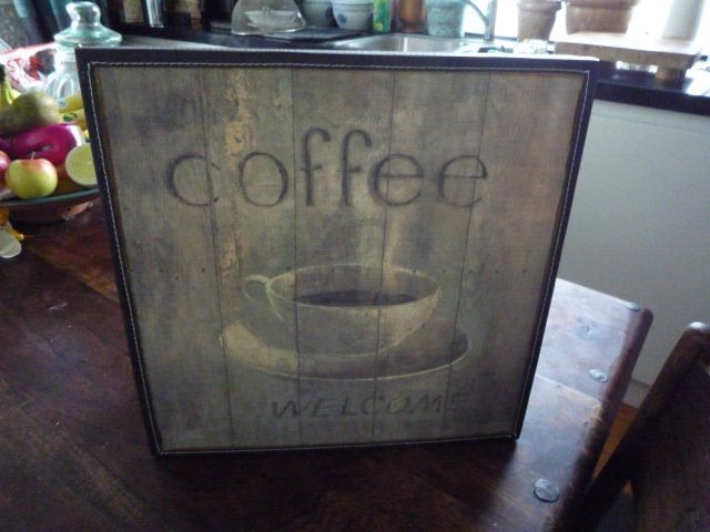 Houten opbergbox Coffee Welcome  38x38 x18 cm nieuw, Ophalen of Verzenden
