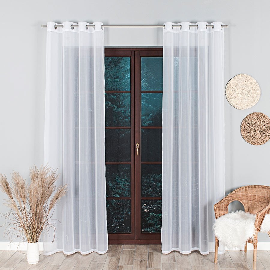 Vitrages gordijnen met ringen set 2 x 140cm Breed, Met ringen, Overige merken, Wit, Nieuw