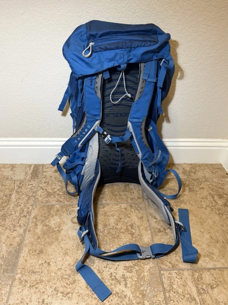 Osprey Atmos AG 65L backpack / rugzak (Maat L) - Blauw, Ophalen of Verzenden, Gebruikt, Rugzak