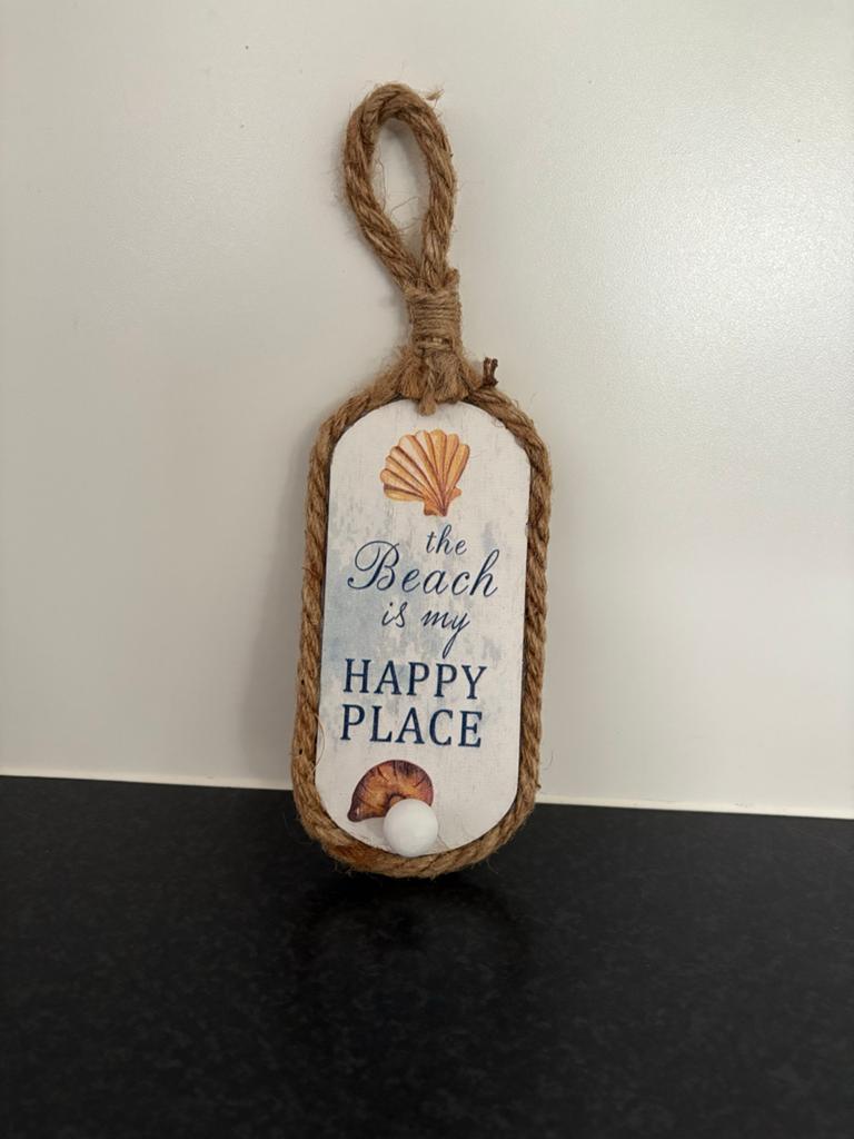 Decoratieve hanger 'The Beach is my Happy Place', Huis en Inrichting, Woonaccessoires | Overige, Hout, Meerkleurig, Nieuw, Ophalen of Verzenden