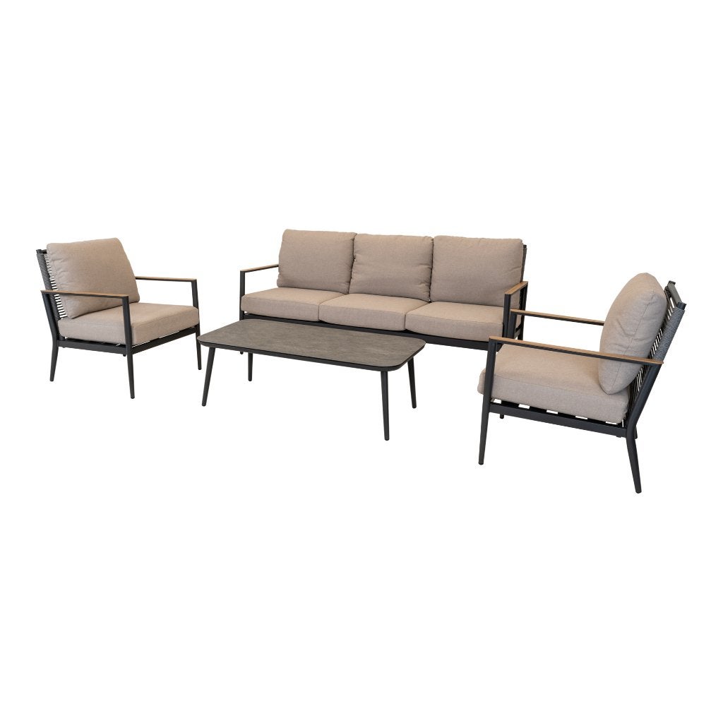 Loungeset Sicco | 4-delig, Tuin en Terras, Tuinsets en Loungesets, Ophalen, 5 zitplaatsen, Bank, Loungeset