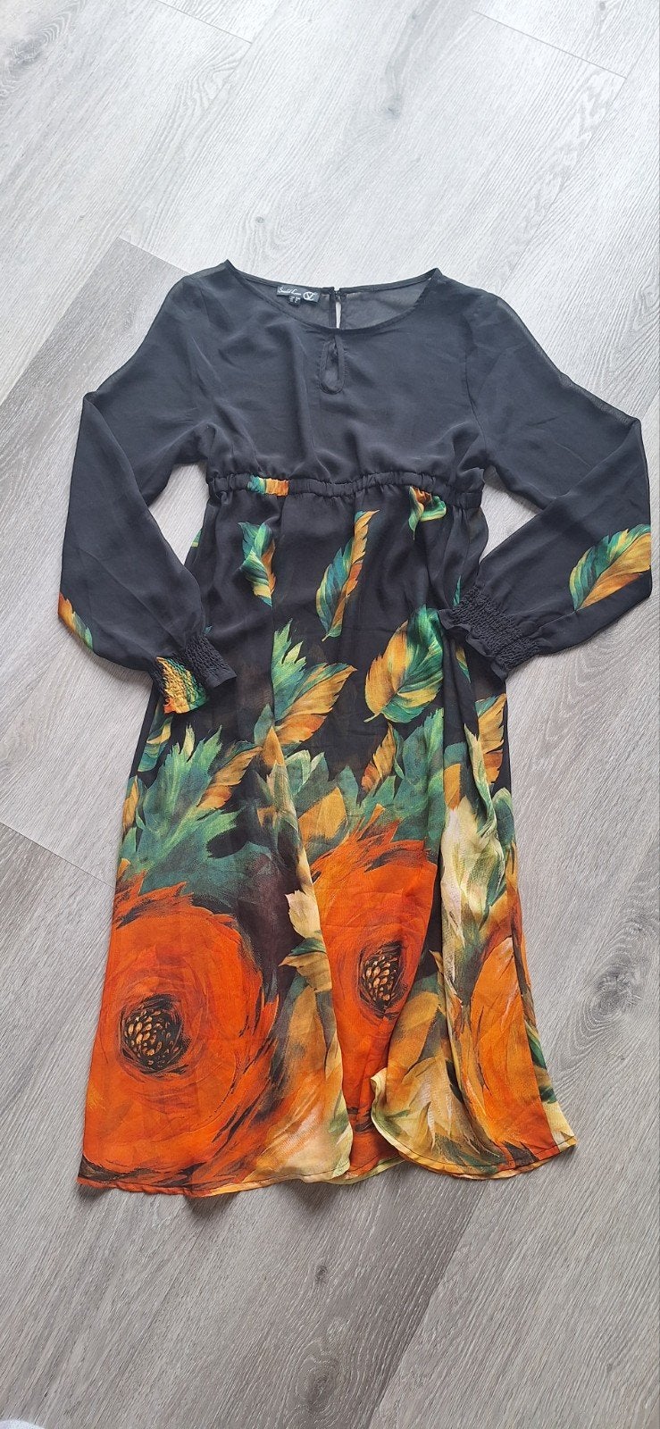 Smashed Lemon jurk met bloemenprint - Maat S/36, Kleding | Dames, Zwart, Ophalen of Verzenden, Zo goed als nieuw, Knielengte