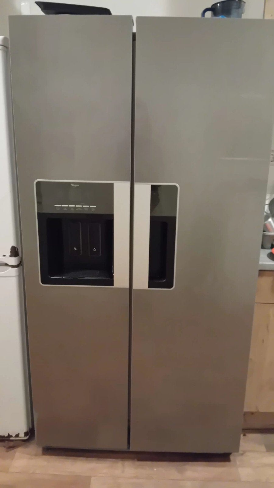 Gratis Koelkast/Vriezer Whirlpool Side-by-Side (Leiden), Witgoed en Apparatuur, Ophalen, Gebruikt, 200 liter of meer, Met aparte vriezer