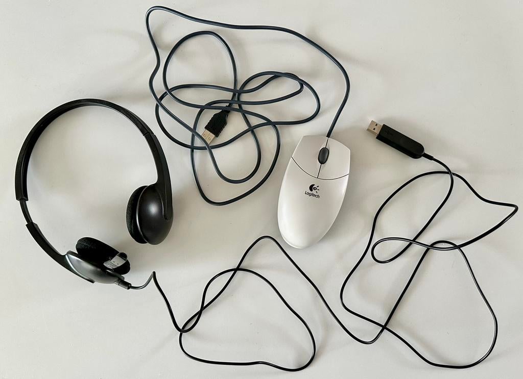 Logitech Headset H340 én M-BJ69 muis ZGAN, Computers en Software, Headsets, Zo goed als nieuw, Ophalen