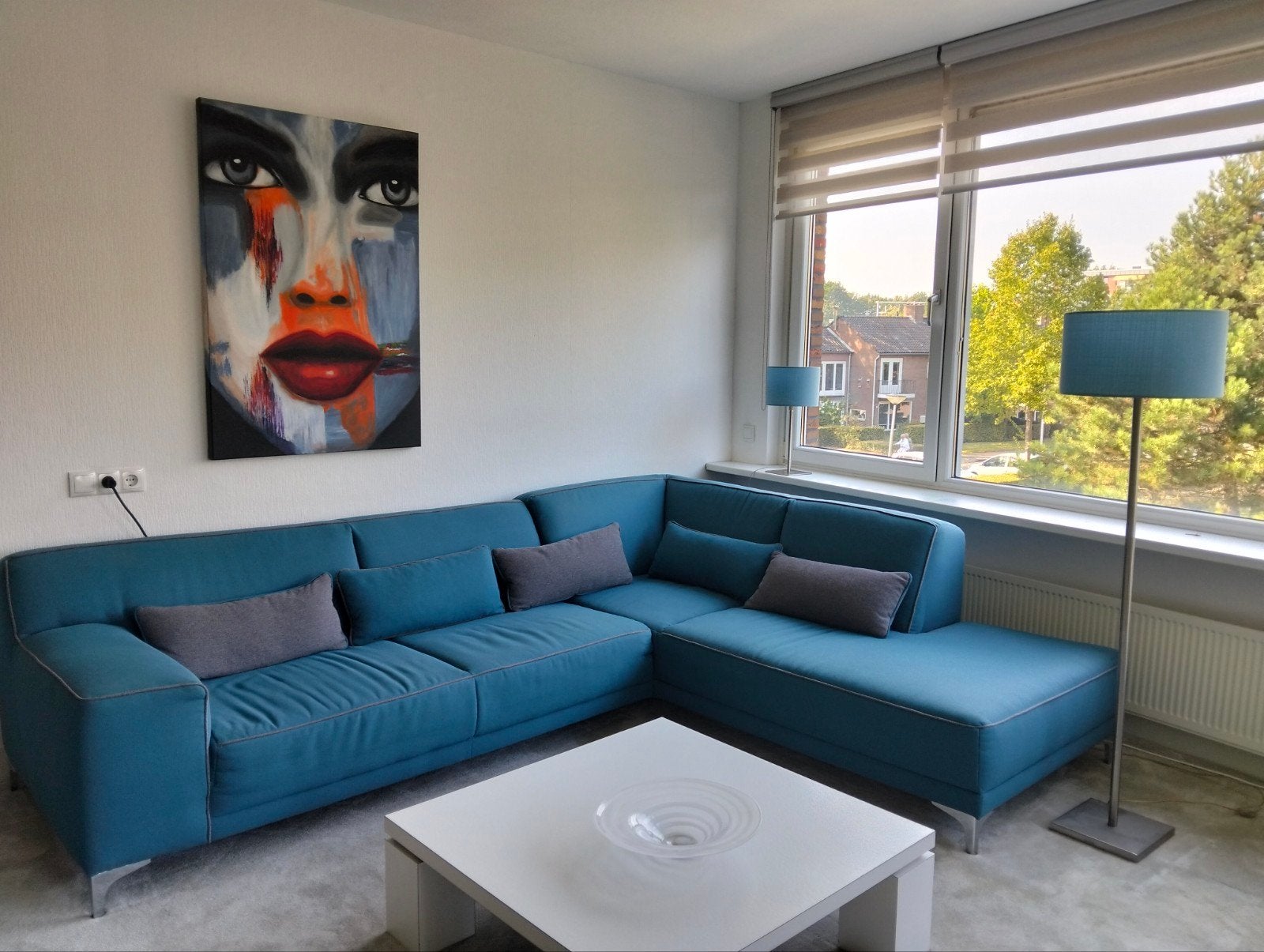 hoekbank met lampen, Ophalen, Gebruikt, Stof, Modern