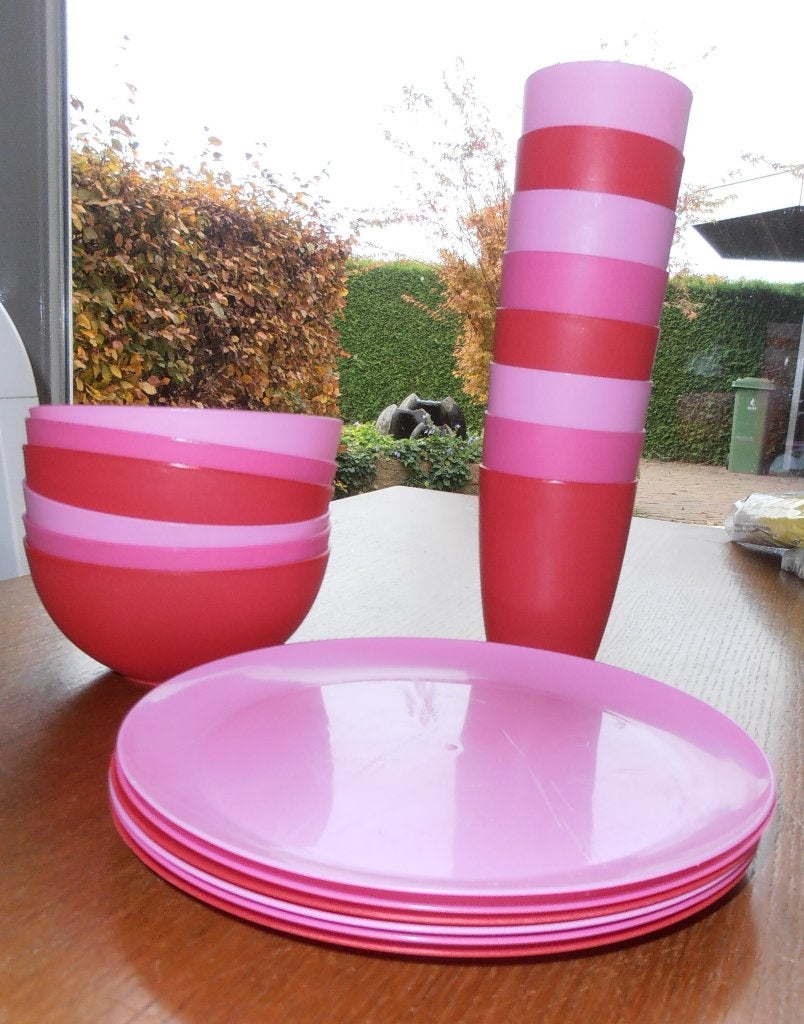 borden-kommen-bekers, Kunststof, Ophalen of Verzenden, Roze, Overige typen