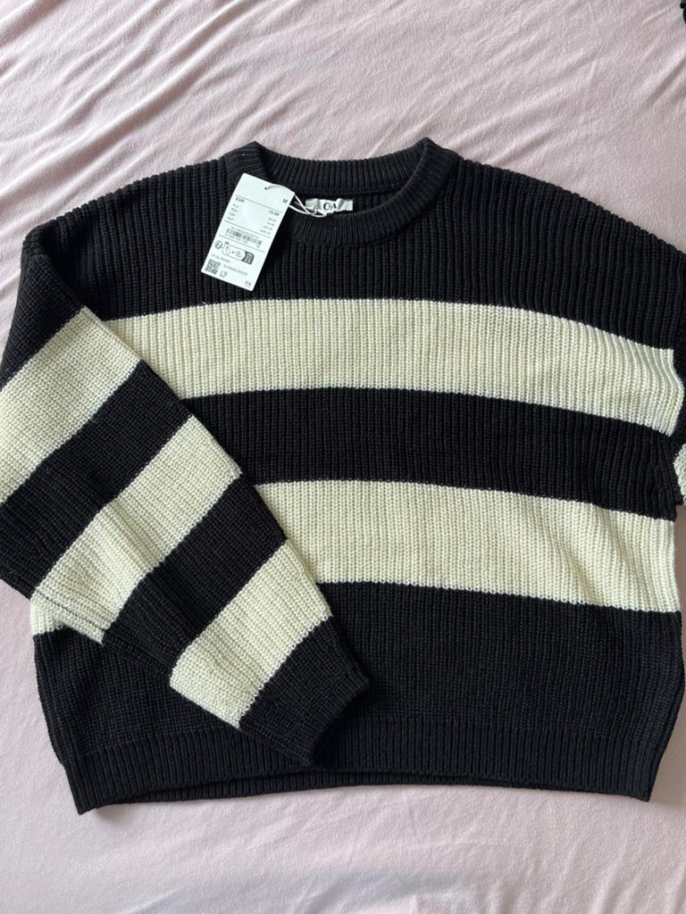 Nieuwe C&A gestreepte trui - Maat M, Kleding | Dames, Truien en Vesten, Ophalen, Nieuw, Maat 38/40 (M), Zwart