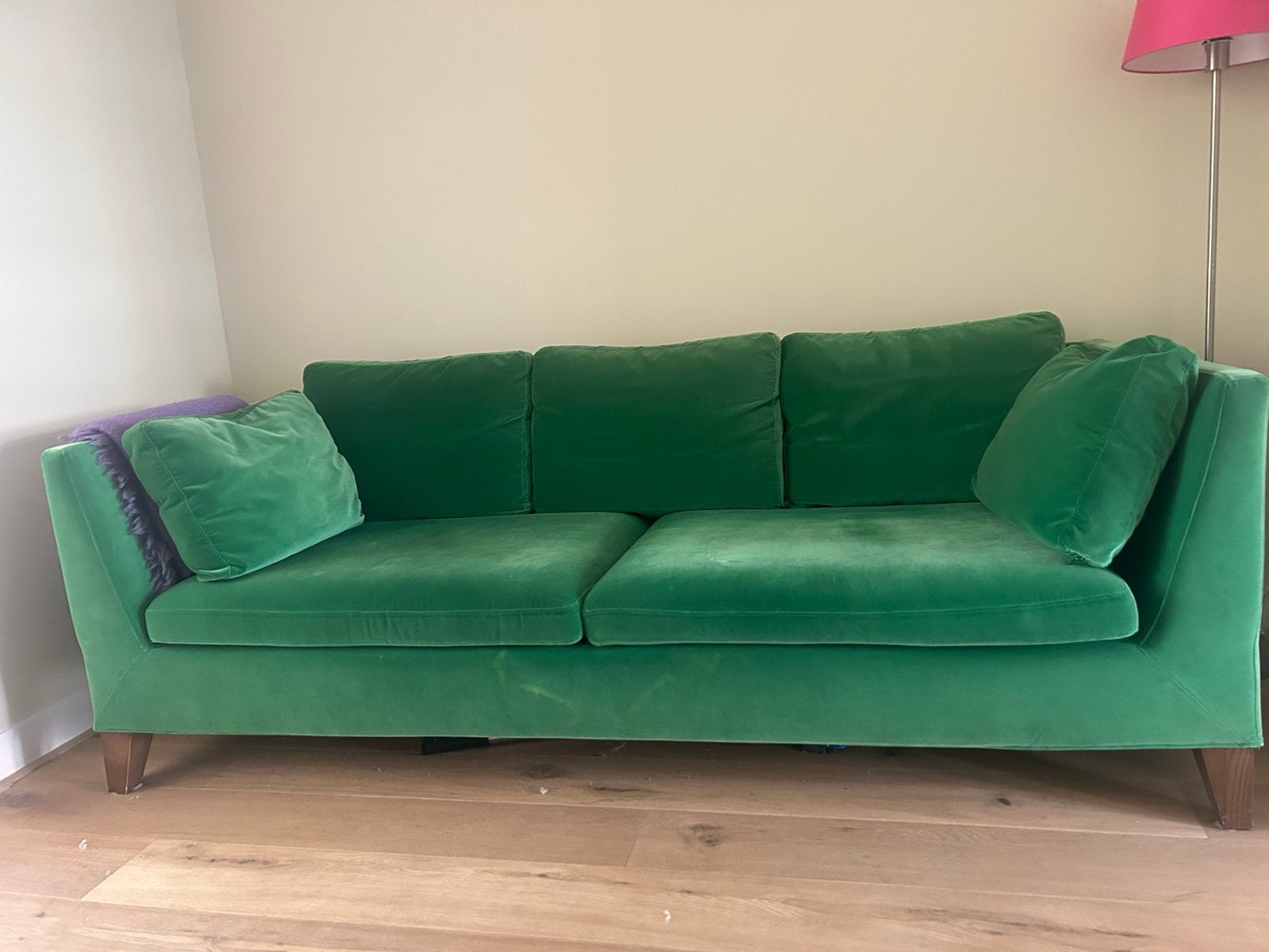 Groene velours IKEA bank (ophalen vrijdag 9 okt), Ophalen, Gebruikt, Driepersoons, 75 tot 100 cm