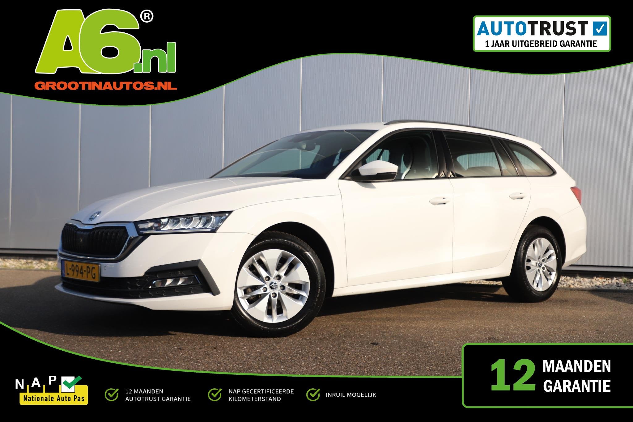 Skoda Octavia Combi 1.0 e-TSI Business Edition 110PK Automaa, Auto's, Stof, Gebruikt, Met garantie (alle), Wit