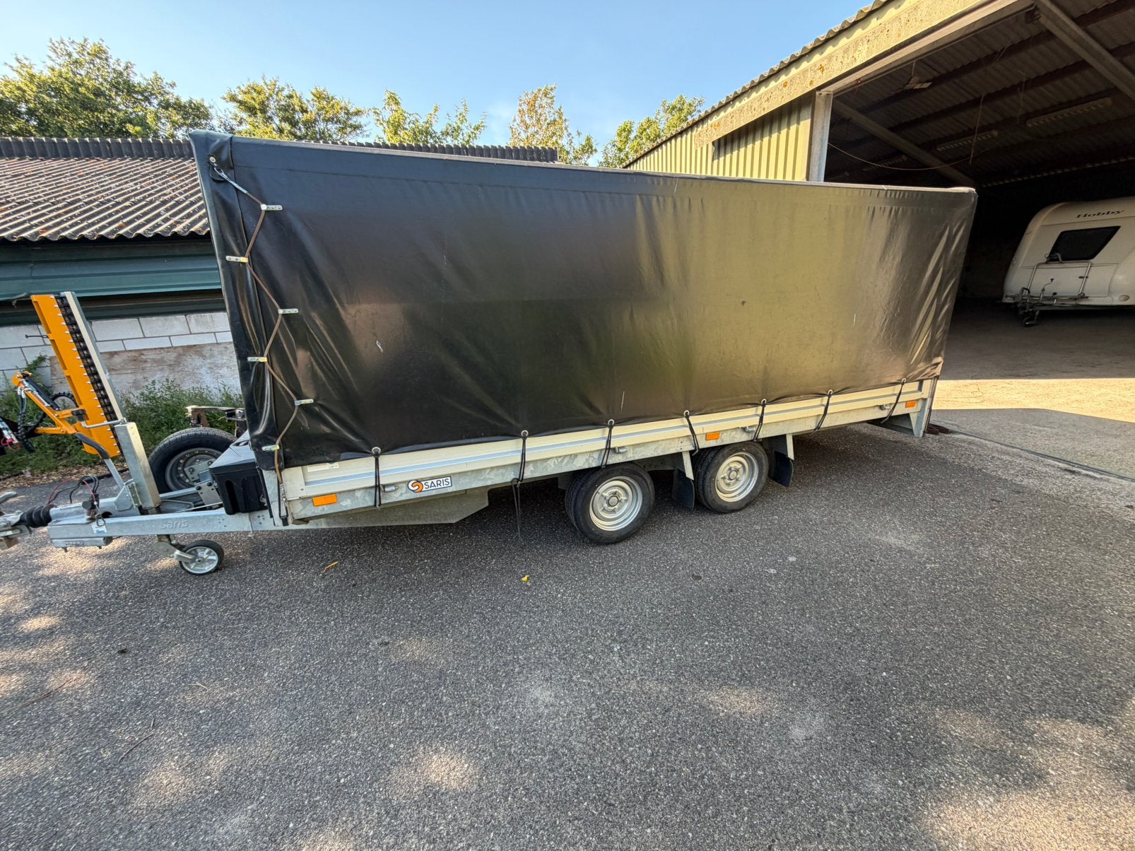Saris plateauwagen met aangepaste huif, Auto diversen, Aanhangers en Bagagewagens, Ophalen, Gebruikt