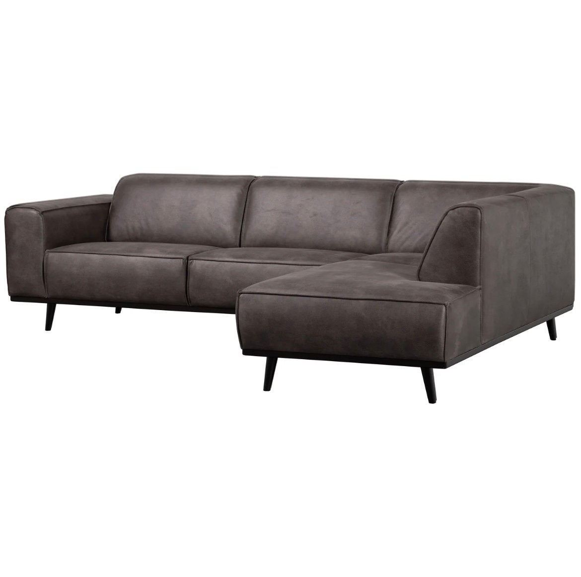 Statement hoekbank rechts ecoleer + hocker, 250 tot 300 cm, Gebruikt, Hoekbank, Leer
