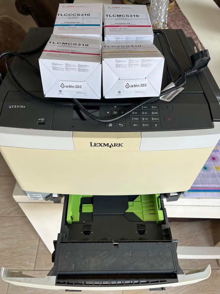 Lexmark CS410n laserprinter met 4 inktpatronen, Computers en Software, Printers, Ophalen, Printer, Kleur printen, Niet werkend