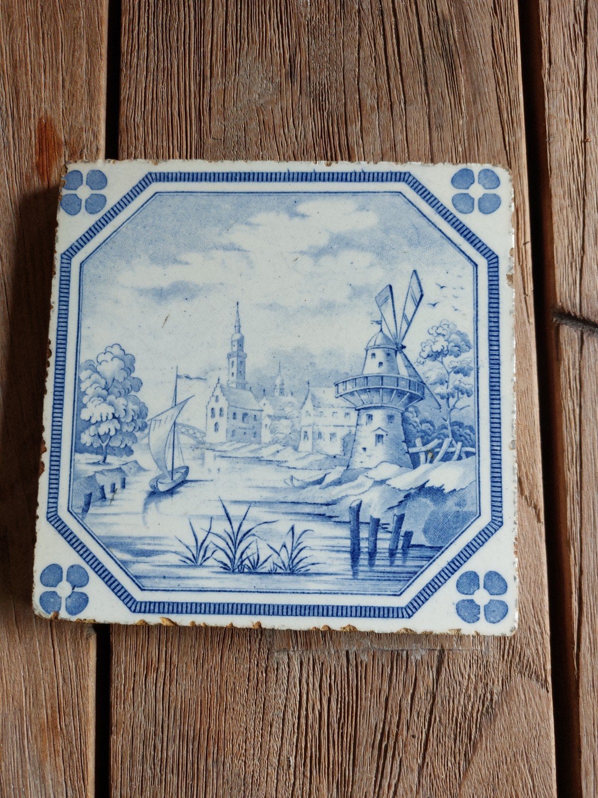 Antiek Delftsblauw Tegeltje 14.5x14.5, Ophalen of Verzenden