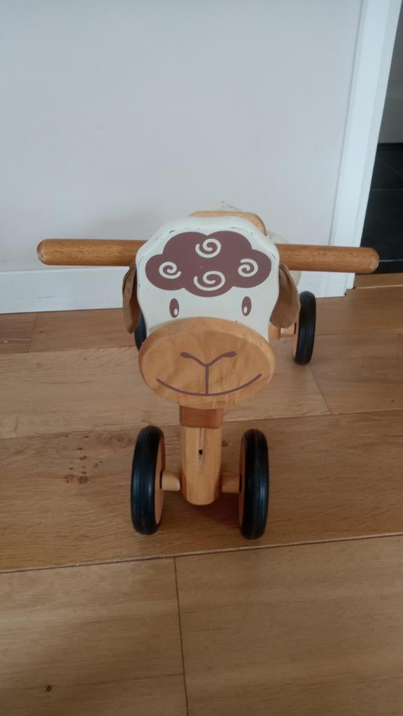 Houten loopfiets schaap, Kinderen en Baby's, Speelgoed | Buiten | Voertuigen en Loopfietsen, Ophalen, Zo goed als nieuw, Loopfiets