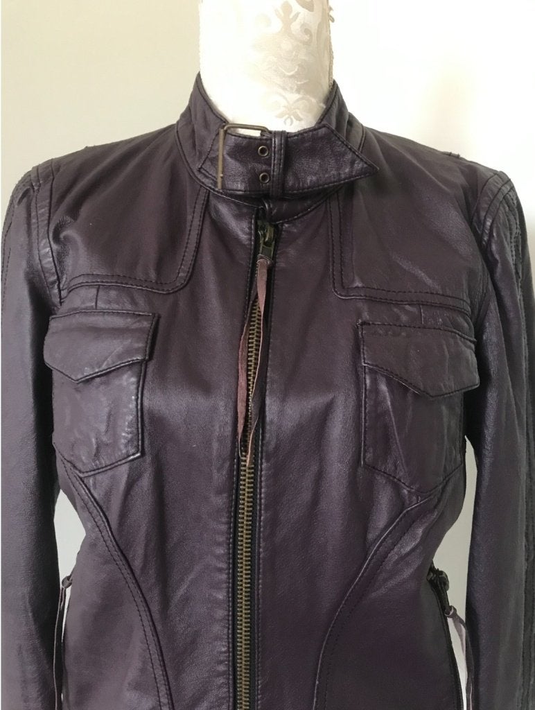 Nieuw Paars Leren Jasje van Only, Maat 38/40 (M), Only, Paars, Nieuw