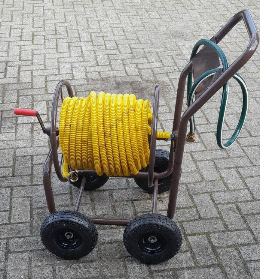 Metalen slangenwagen met luchtbanden en 50m spiraalslang, Ophalen, Nieuw, Tuinslanghaspel