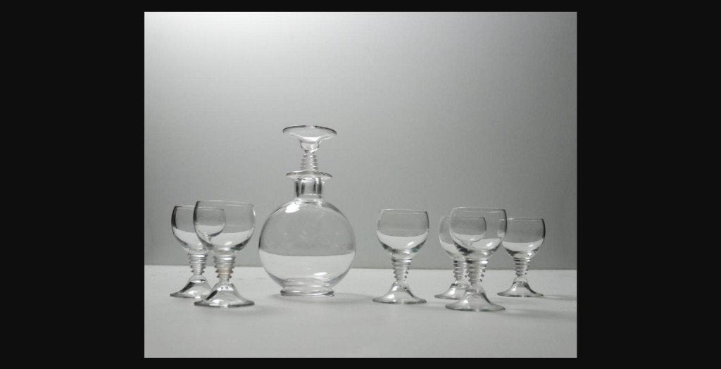 Art Deco Kristal Karaf met 6 Glazen Rozendaal, Ophalen, Zo goed als nieuw, Kristal, Overige typen