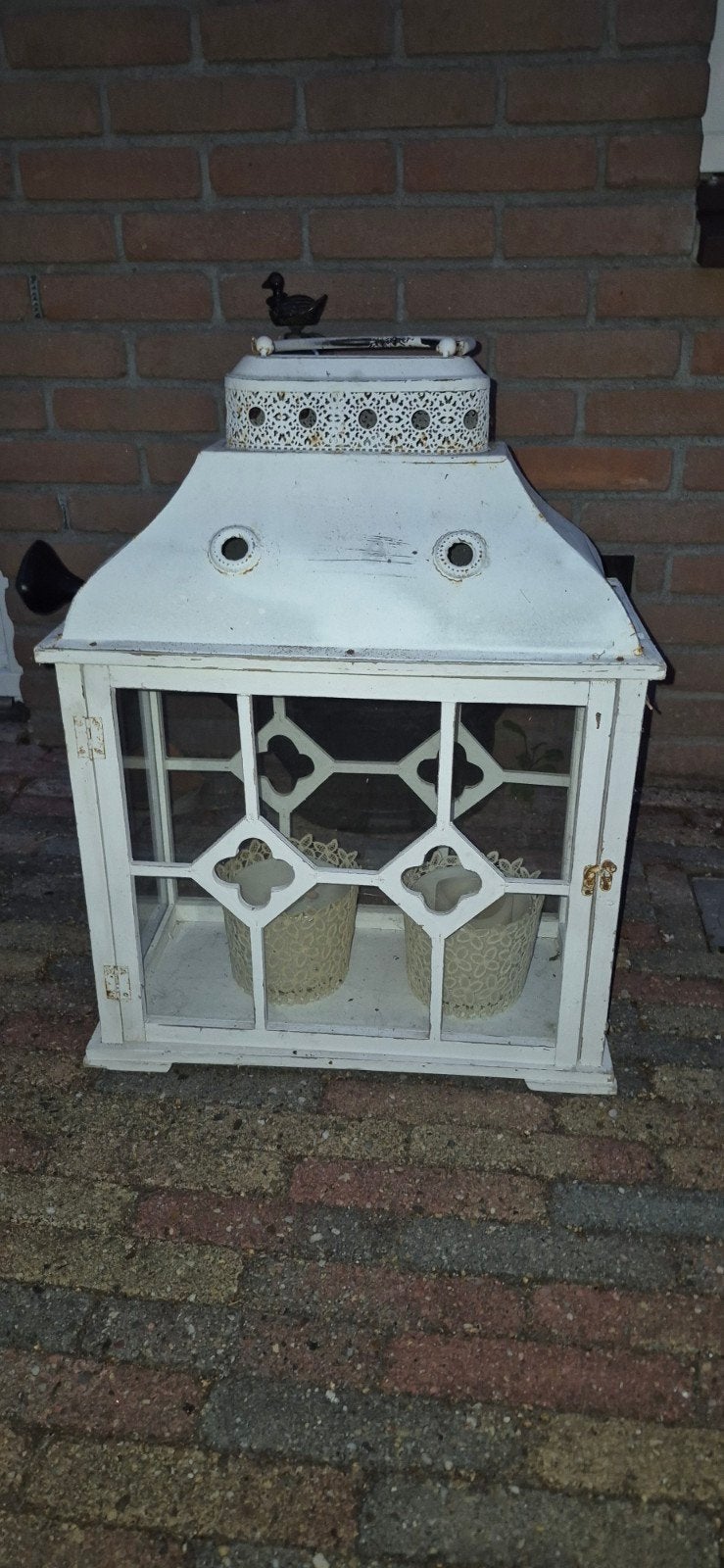 Decoratieve Witte Lantaarn met Glazen Panelen, Ophalen