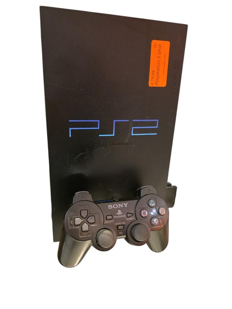 PlayStation 2 Phat - Zwart met controller, Spelcomputers en Games, Spelcomputers | Sony PlayStation 2, Ophalen of Verzenden