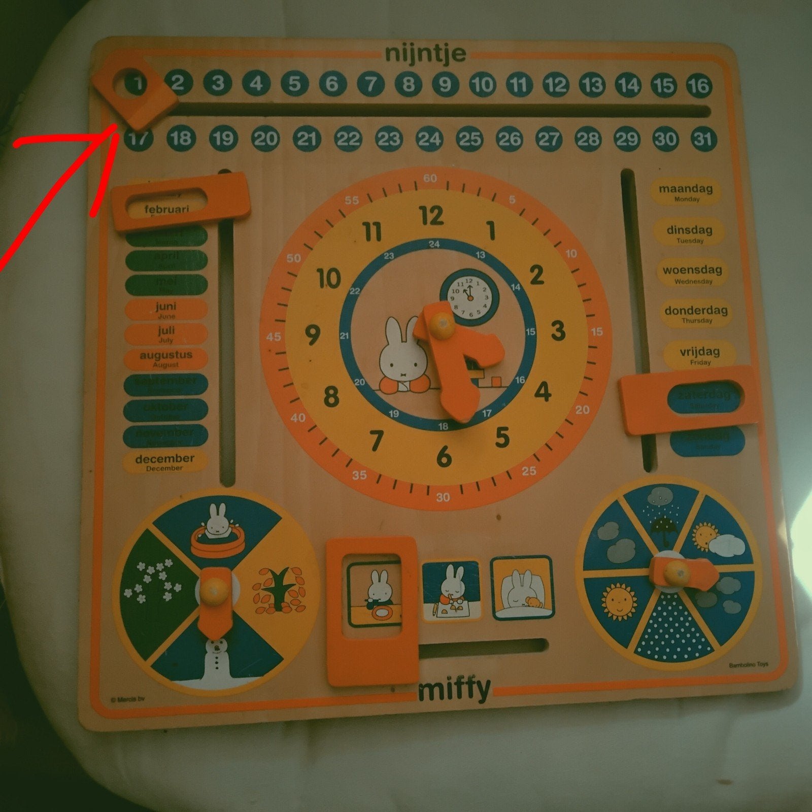 Nijntje Houten Kalender en Klok Educatief Speelgoed, Ophalen, Gebruikt, Taal en Lezen