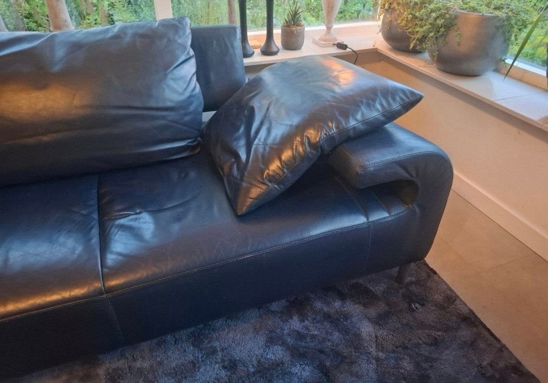 Leolux Vol Reve Chaises Longue  Blauw Design Bank, Modern design, Gebruikt, Eenpersoons, Leer