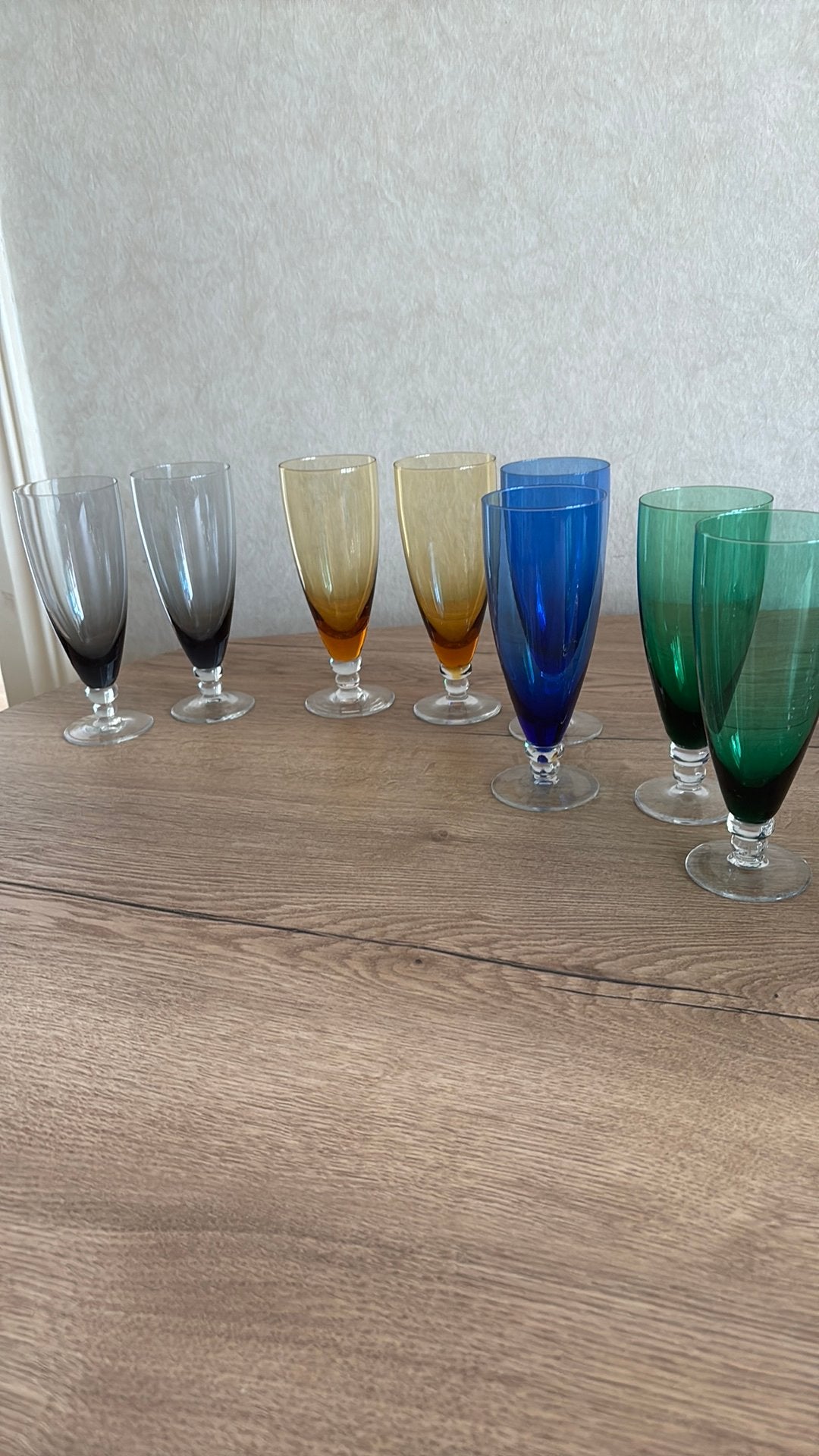 Max Verboeket 'Carnaval' K7 flutes – Kristalunie Maastricht, Verzamelen, Glas en Borrelglaasjes, Ophalen of Verzenden, Zo goed als nieuw