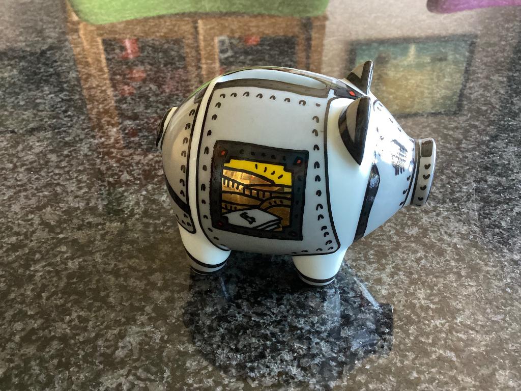Spaarvarken, mini, porselein, Ritzenhoff, Reichold, vintage, Verzamelen, Spaarpotten, Gebruikt, Dier, Steen, Aardewerk of Keramiek