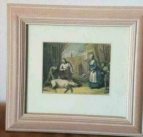 2  oude gravures Jacob Cats varken slager boter karnton 1862, Ophalen