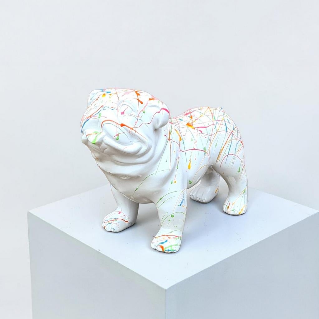 Witte Franse bulldog beeld uniek & kleurrijk, Verzamelen, Ophalen, Nieuw, Dier