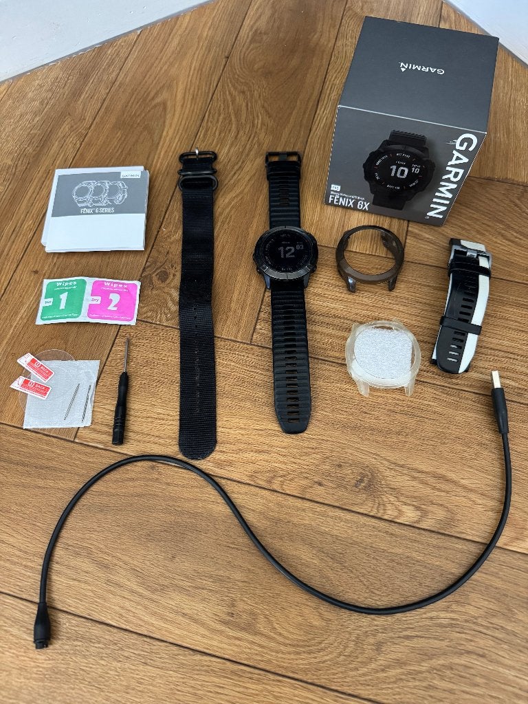 Garmin Fenix 6X Pro 51mm + veel accessoires, Ophalen, Gebruikt, Zwart, Garmin fenix 6 pro